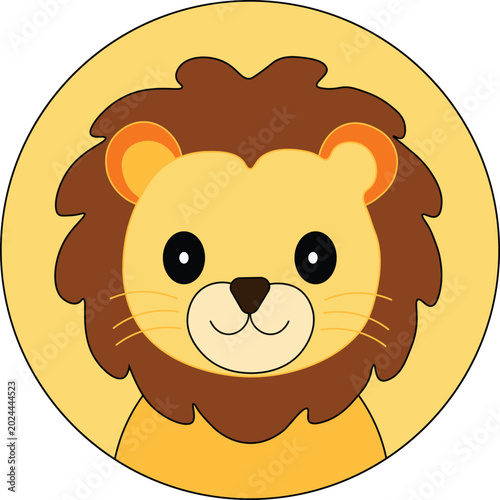 Cute Lion Face Cartoon Vector Illustration