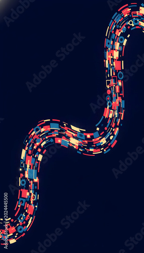 A colorful abstract design with a curved curve