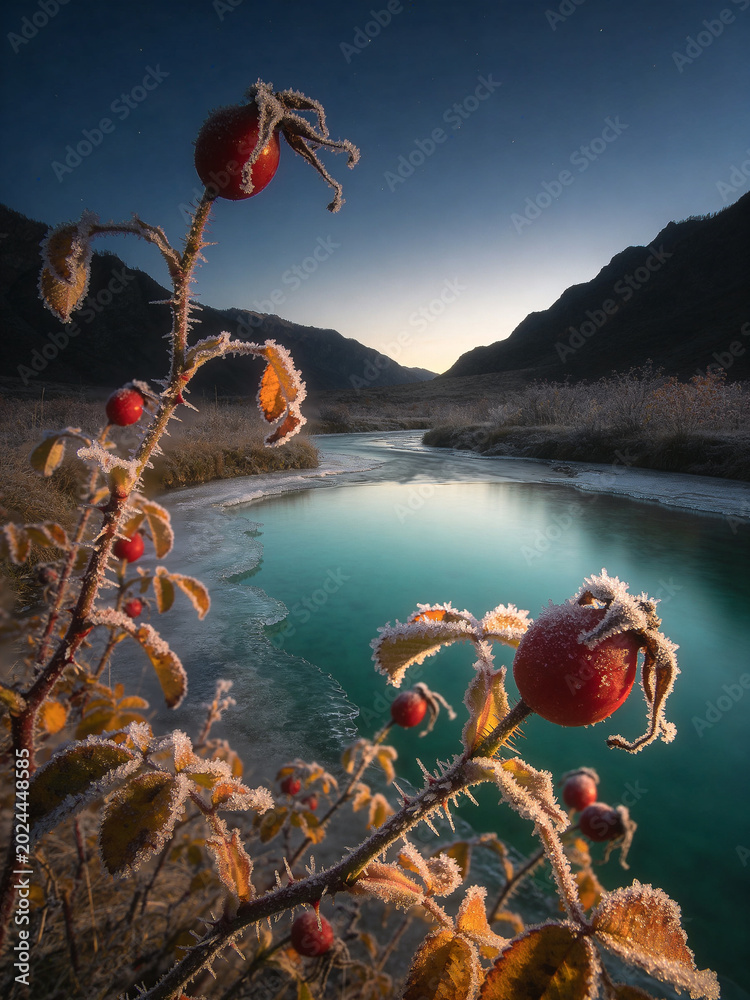 Fototapeta premium Autumn in Altai Republic: Golden Larch Forests and Alpine Streams