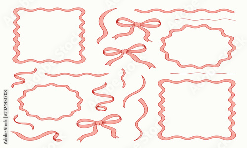 Pink and gold ribbon frames and bows