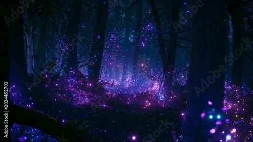 abstract blue forest background with particles