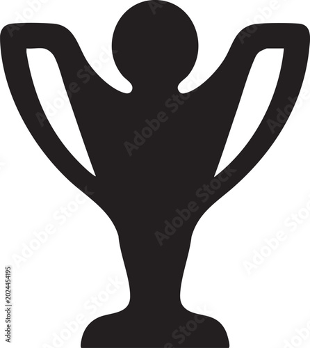 Trophy silhouette with human figure black on white background