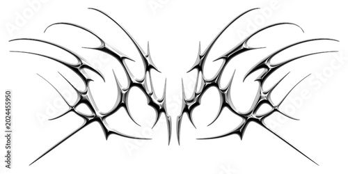 Foto Chrome neo tribal shapes with cyber sigilism elements