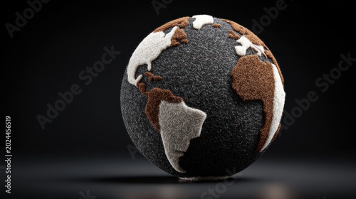 Textured Earth Globe on Dark Background.