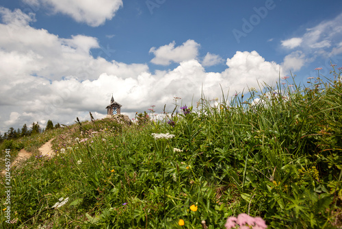 Chapel Freudenreich at Brecherspitze mountain, Bavaria, Germany in summertime