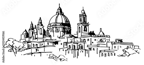 Photos Italian old city skyline with grand dome cathedral and historic architecture ske