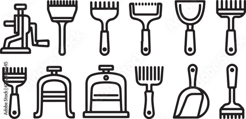 Photos Set of black bar stools with backrests icon vector illustration Vector