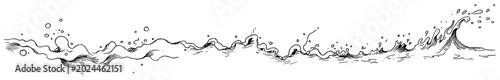 Photos Ocean waves splashing with bubbles and sea foam in decorative sketch style