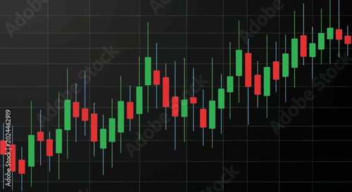 Cuadro en lienzo Financial stock market candlestick chart on dark background