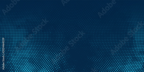 Tableau sur toile Abstract halftone gradient light dots on dark blue background, circle design or wavy lines pattern, template for business cards, brochures, posters, covers