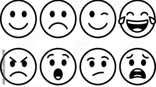 Quadro su tela Emotions faces icons emoticons expressions.