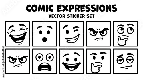 Фотография Cartoon faces with various comic expressions.