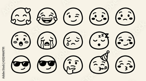 Tableau sur toile Collection of various emoticon faces.