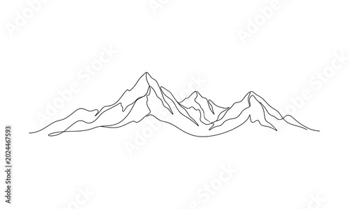 Minimalist mountain range silhouette continuous line drawing for modern interior decor