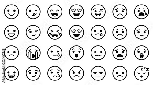 Tableau sur toile Collection of various emoticon faces.