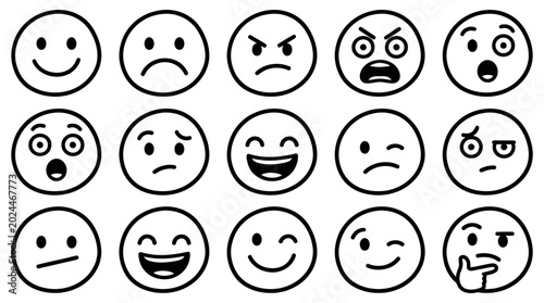 Foto Collection of various emoticon faces.
