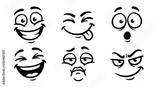 Quadro su tela Collection of cartoon emoticon faces.