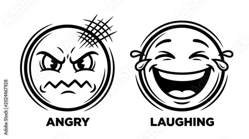 Photos Angry and laughing emoticon faces.