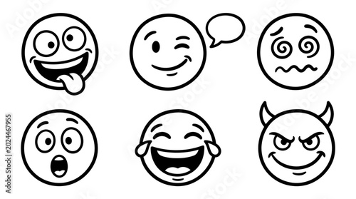 Foto Collection of emoticon face expressions.