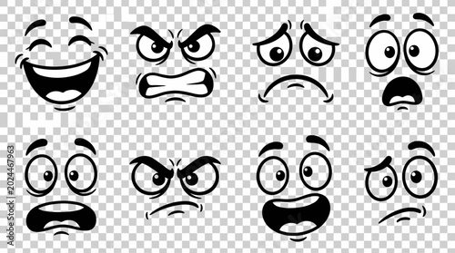 Fotografi Collection of cartoon emoticon faces.