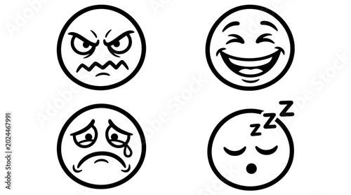 Fotografie Emoticon faces with different expressions.