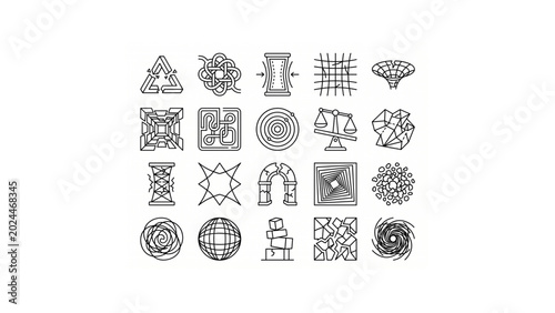 Botanical Intelligence Symbolic Icon Set – 24 Minimal Thin Line Vector Smart Plant System Icons
