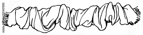 Fotografía Knitted winter scarf with fringe in black and white hand drawn line art style
