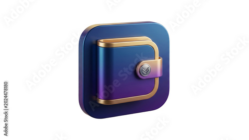 3D Digital Wallet Icon Illustration for Online Payment and Finance