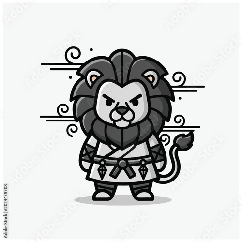 Photos Cartoon lion character with angry expression.