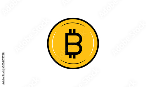 Bitcoin Cryptocurrency Coin Icon for Blockchain Finance and Digital Payment