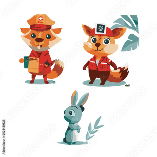 animals cartoon character illustration cute set