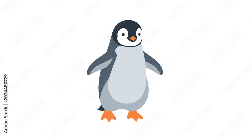 Obraz premium Cute Baby Penguin Standing Isolated on White Background