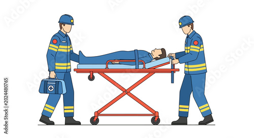 Valokuva paramedics transporting patient on stretcher emergency medical service illustrat