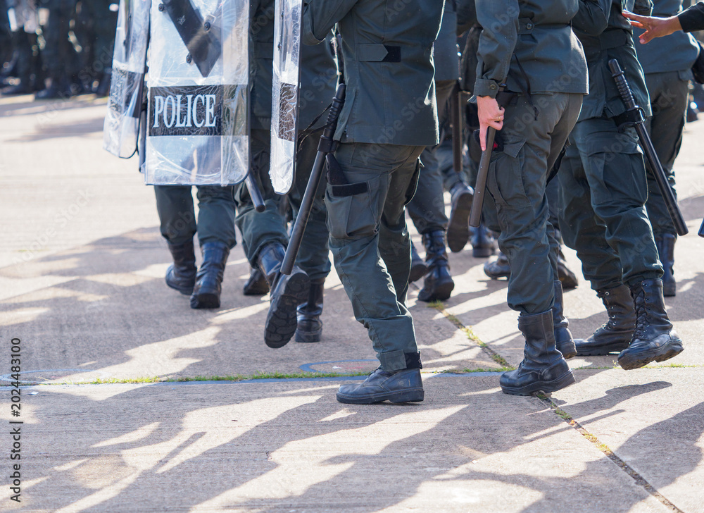 Fototapeta premium Riot police training annual review 