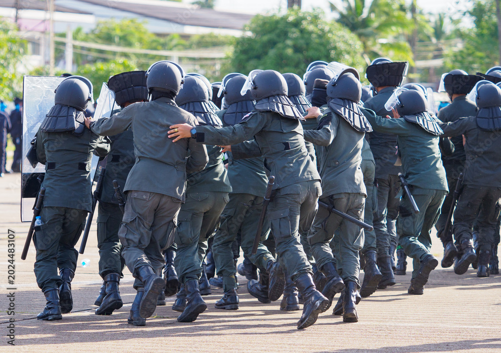 Fototapeta premium Riot police training annual review 