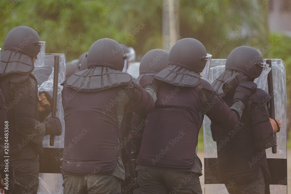 Fototapeta premium Riot police training annual review 