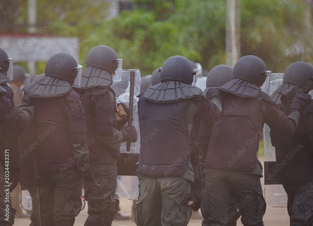 Fototapeta premium Riot police training annual review 