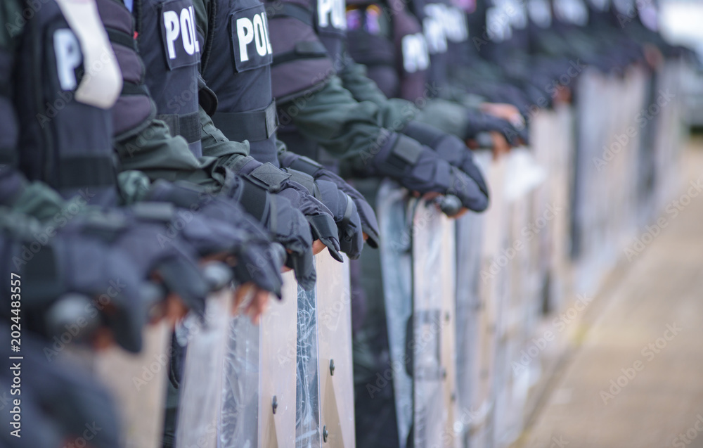 Fototapeta premium Riot police training annual review 