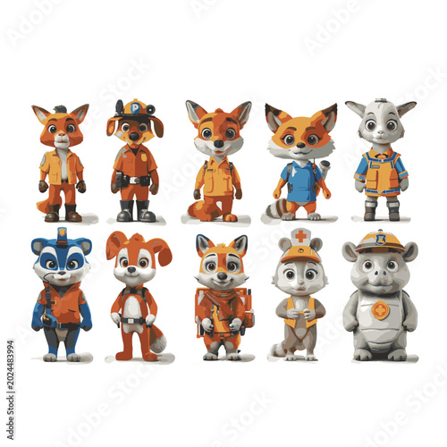animals cartoon character illustration cute set