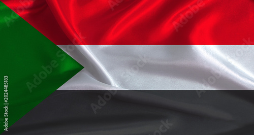 Obraz na plátně Sudan flag with cloth textured background