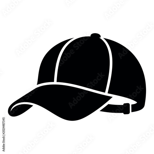  cap black vector illustration silhouette sticker isolated on white background.
