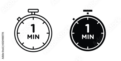 Foto 1 minute icon vector art set