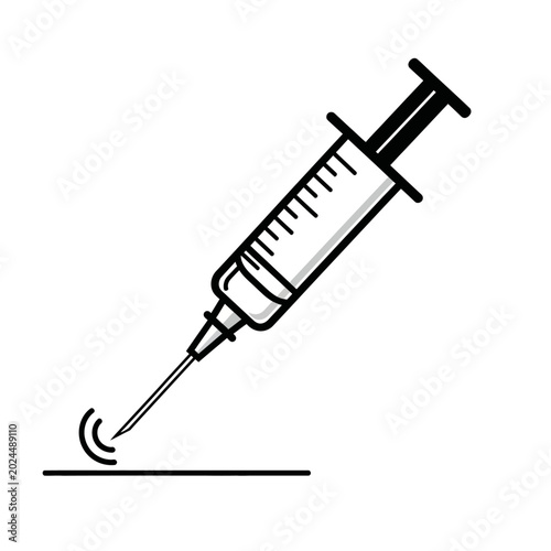 Bild auf Leinwand Medical Syringe with Needle Icon, Vaccination, Injection, Healthcare, Medicine S