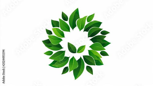 Photos Vibrant green circular arrangement of fresh leaves forming a natural eco-friendl