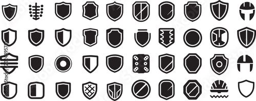 Modern Shield Icon Set Collection for Security and Protection Vector Design