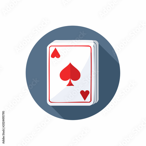 Spade playing cards icon with red suit symbol