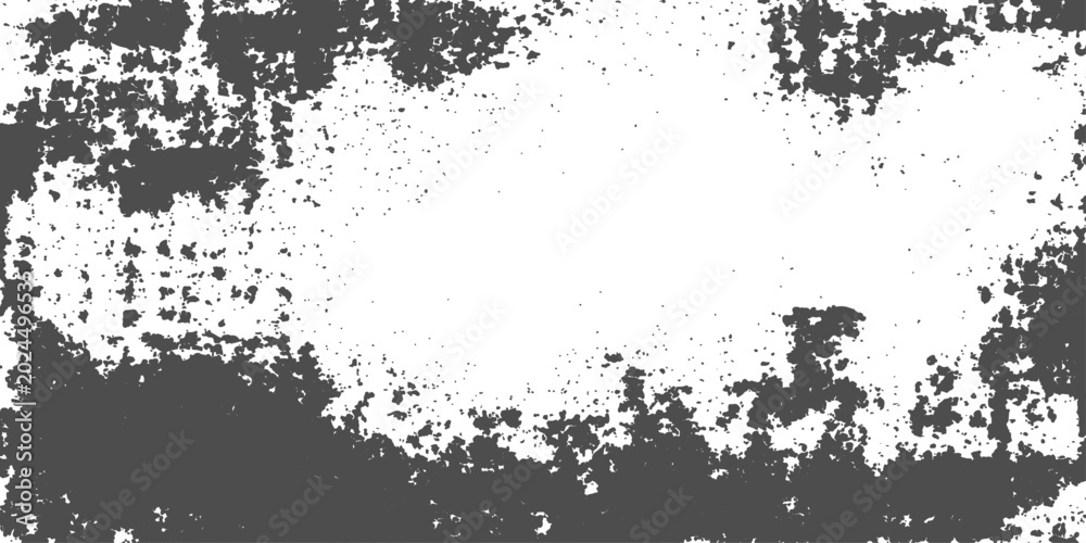 Obraz premium Abstract black ink grunge texture background with a dirty paint splatter border frame and floral vector illustration design