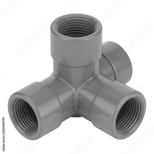 Gray pvc pipe tee fitting connector