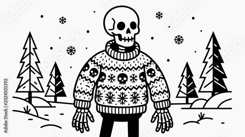 Photos Skeleton wearing a Christmas sweater.
