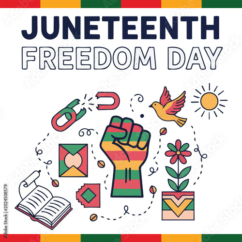 Celebrating Juneteenth Freedom Day Background Event stock illustration.